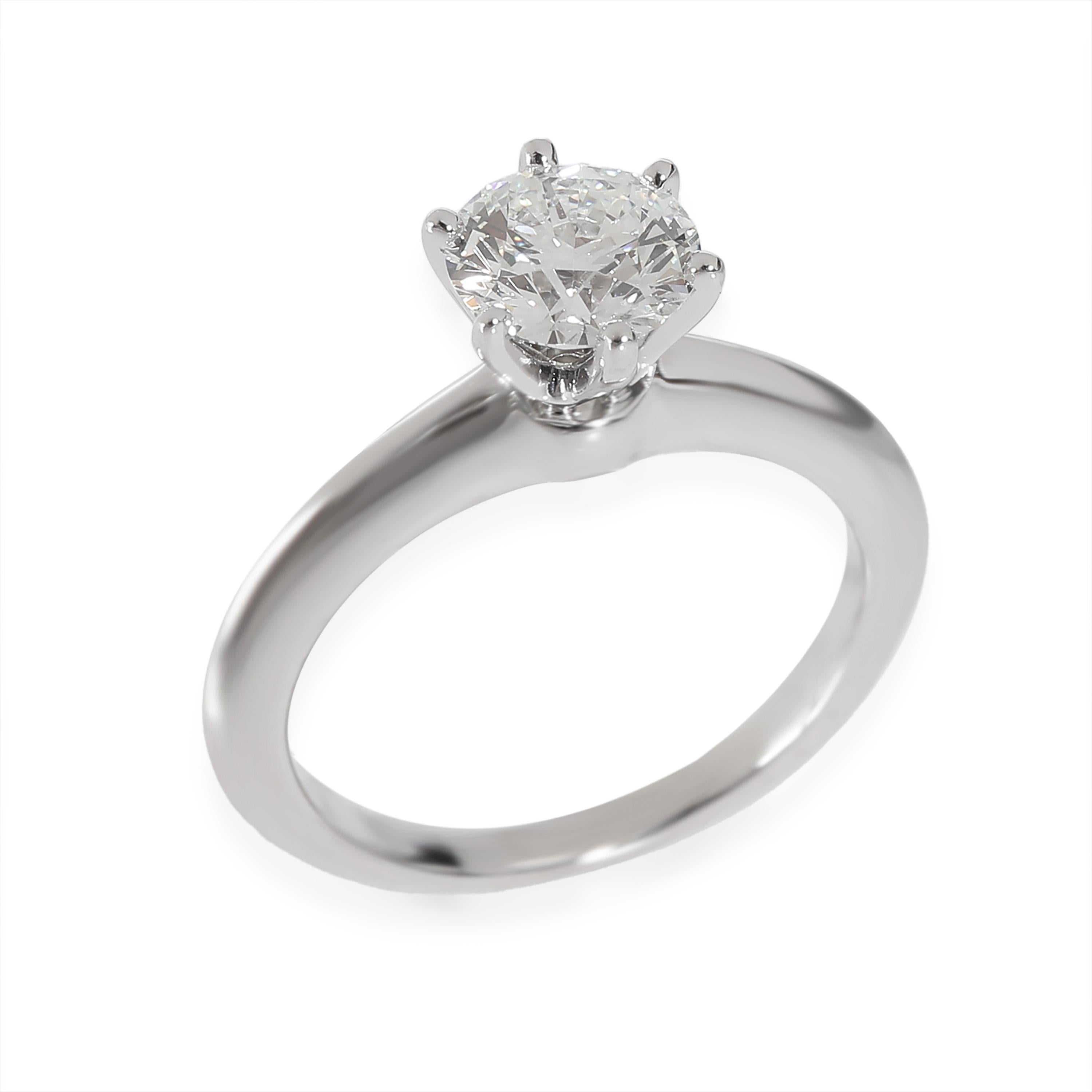 Tiffany & Co. Solitaire Diamond Engagement Ring in Platinum F VS1 0.9 CTW For Sale 1