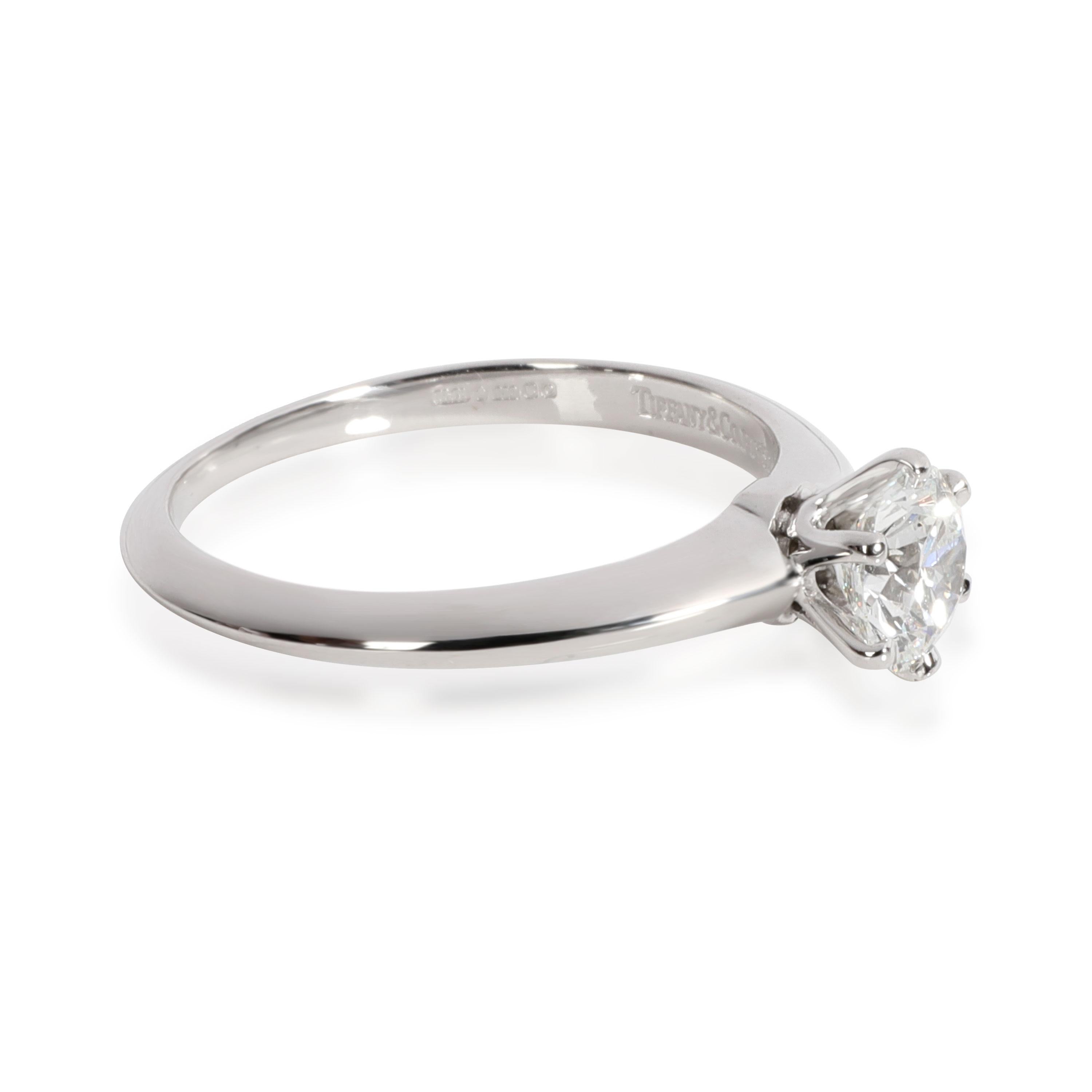 Round Cut Tiffany & Co. Solitaire Diamond Engagement Ring in Platinum F VS2 0.65 CTW