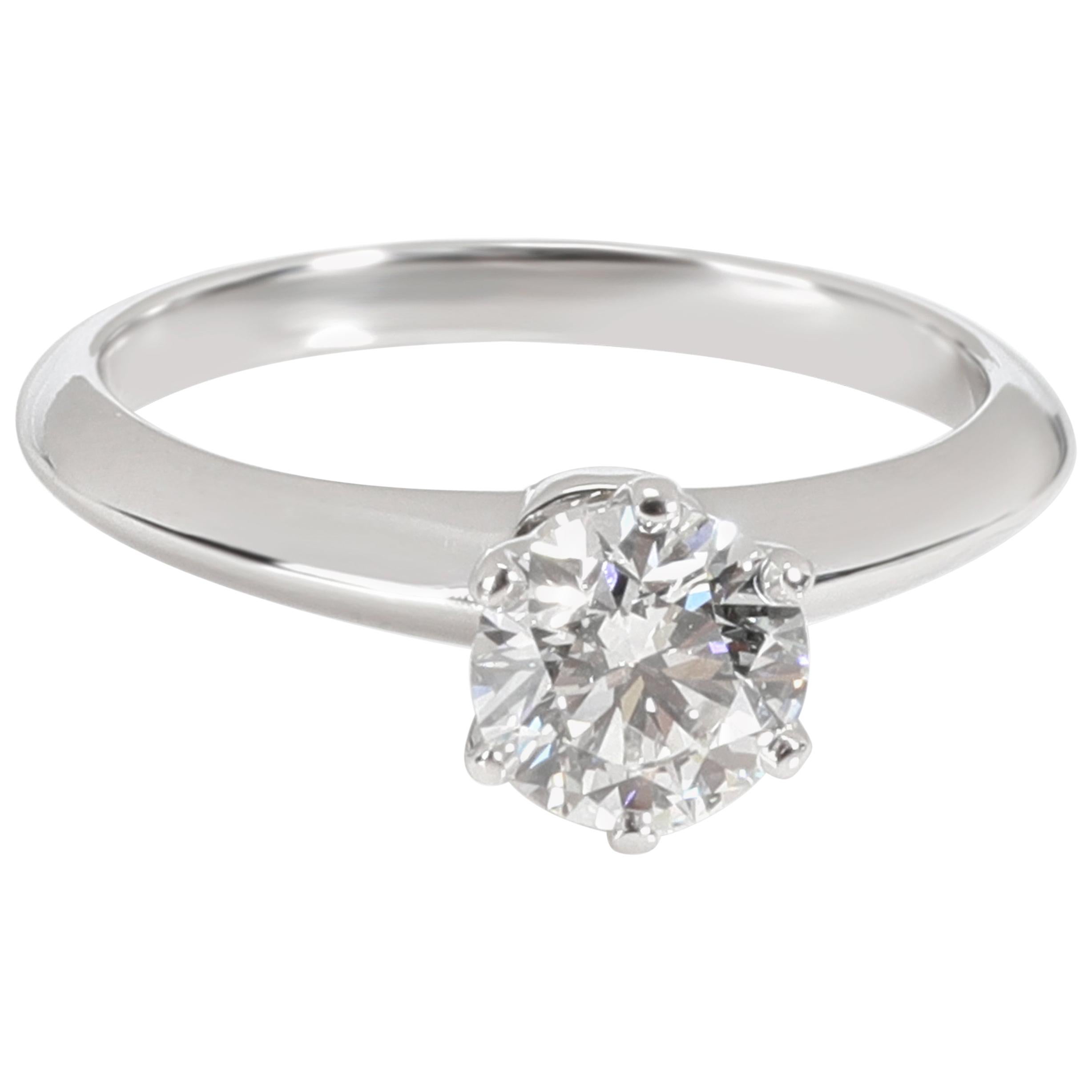 Tiffany & Co. Solitaire Diamond Engagement Ring in Platinum G IF 0.92 Carat