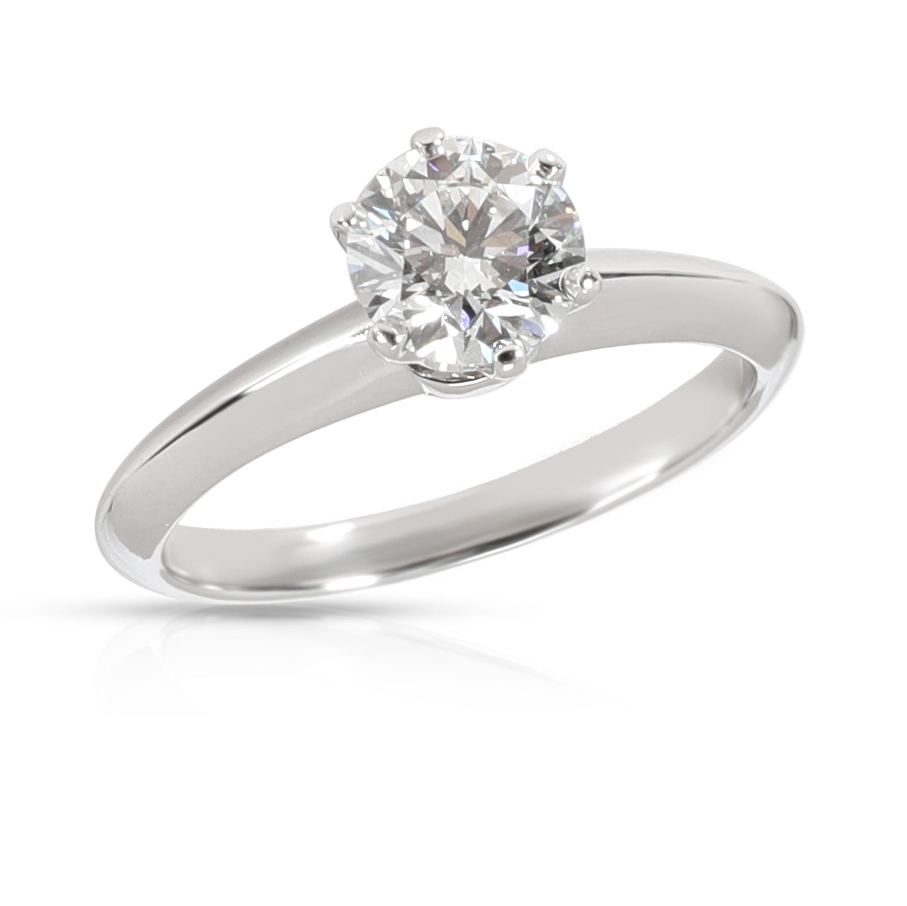 Round Cut Tiffany & Co. Solitaire Diamond Engagement Ring in Platinum G IF 0.92 Carat