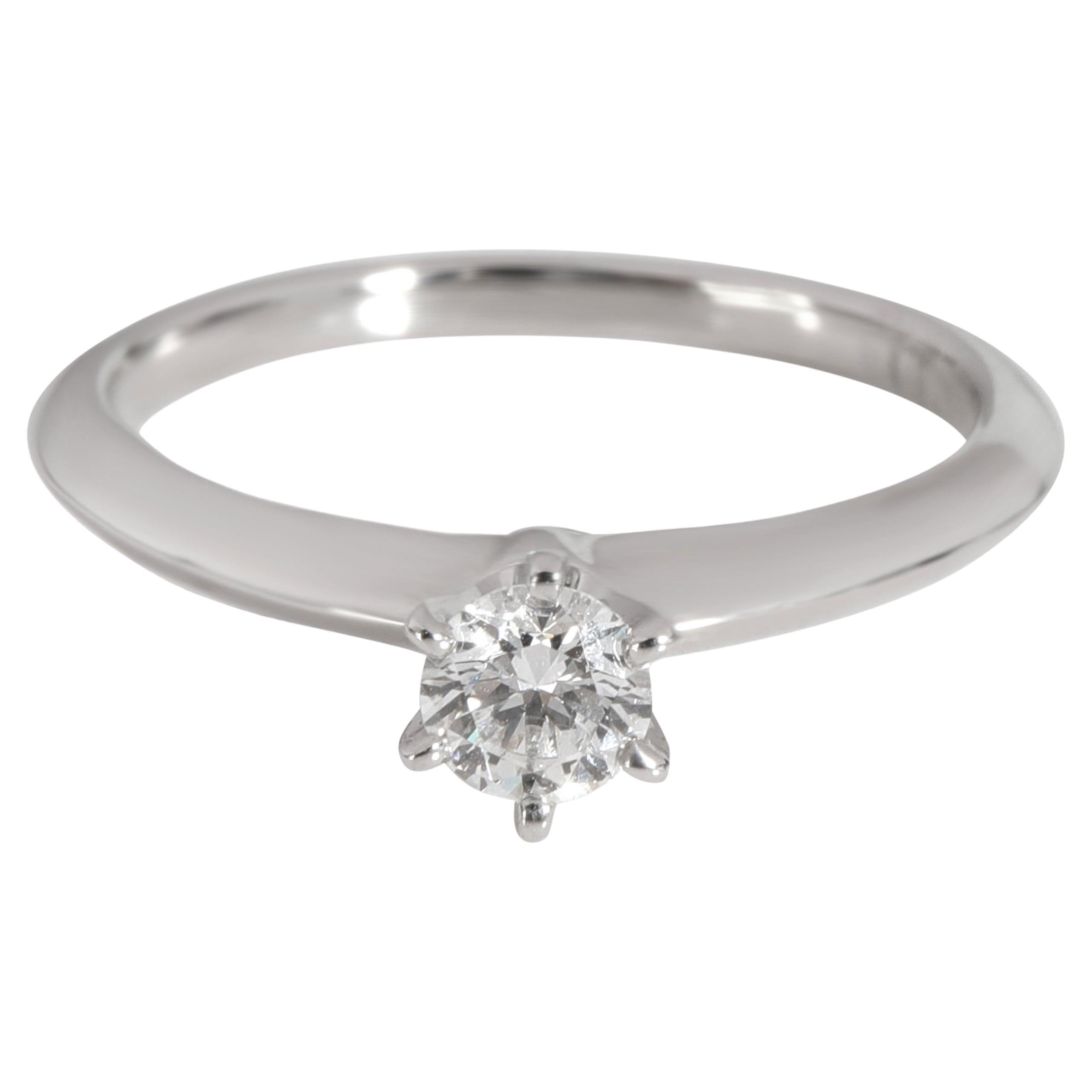 Tiffany & Co. Solitaire Diamond Engagement Ring in Platinum G VS1 0.22 CTW For Sale