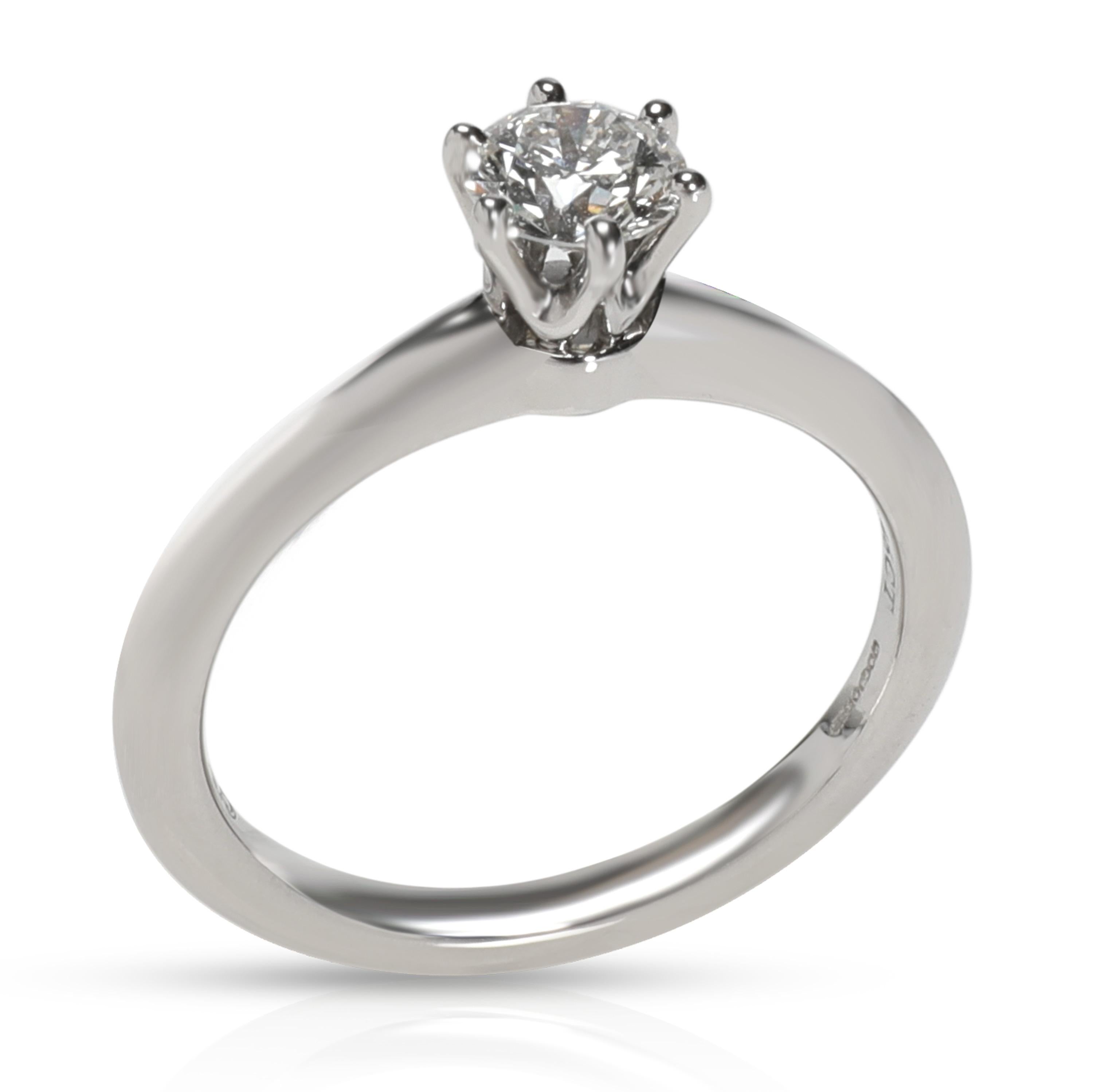 Round Cut Tiffany & Co. Solitaire Diamond Engagement Ring in Platinum H VS1 0.46 Carat