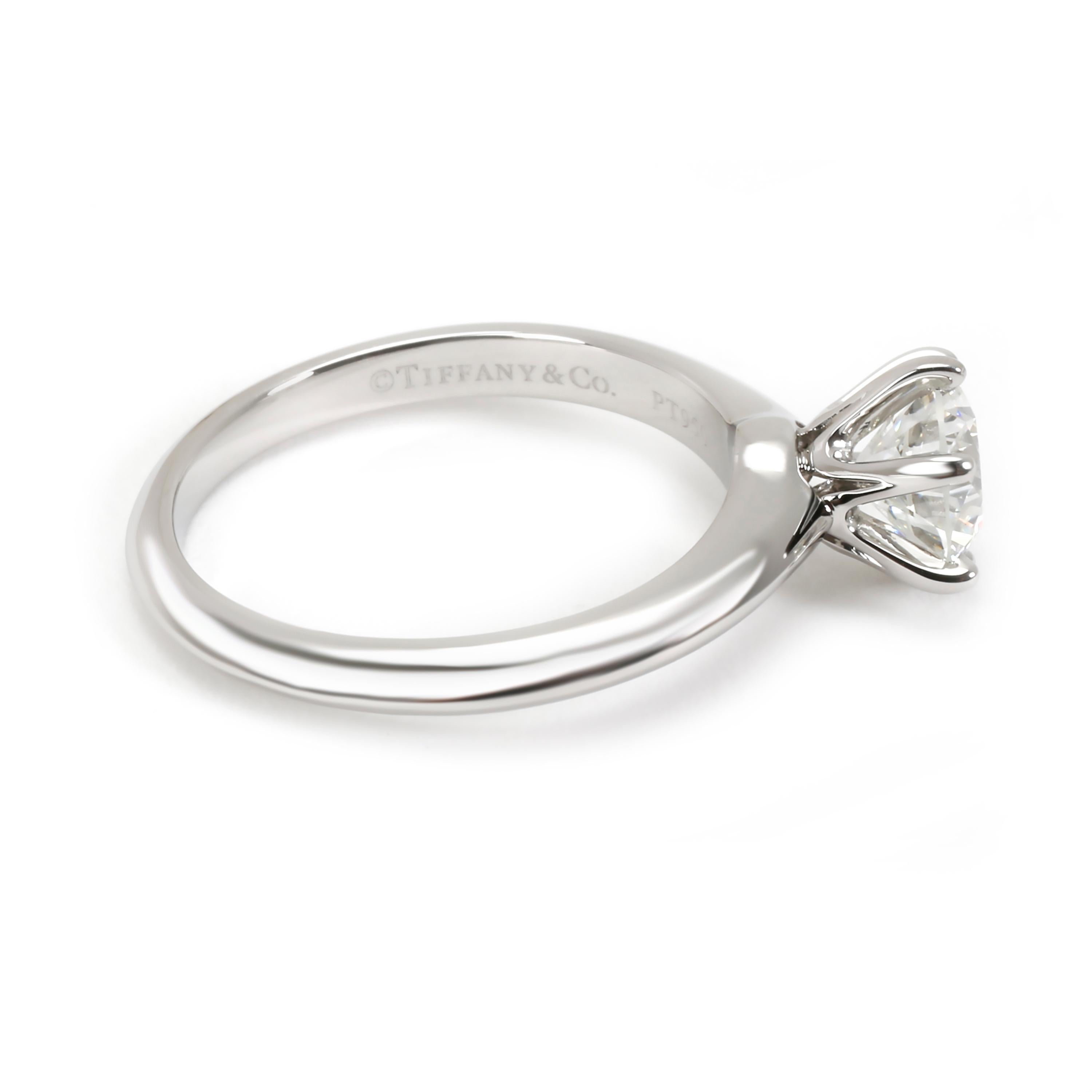 Round Cut Tiffany & Co. Solitaire Diamond Engagement Ring in Platinum H VS1 1.02 Carat