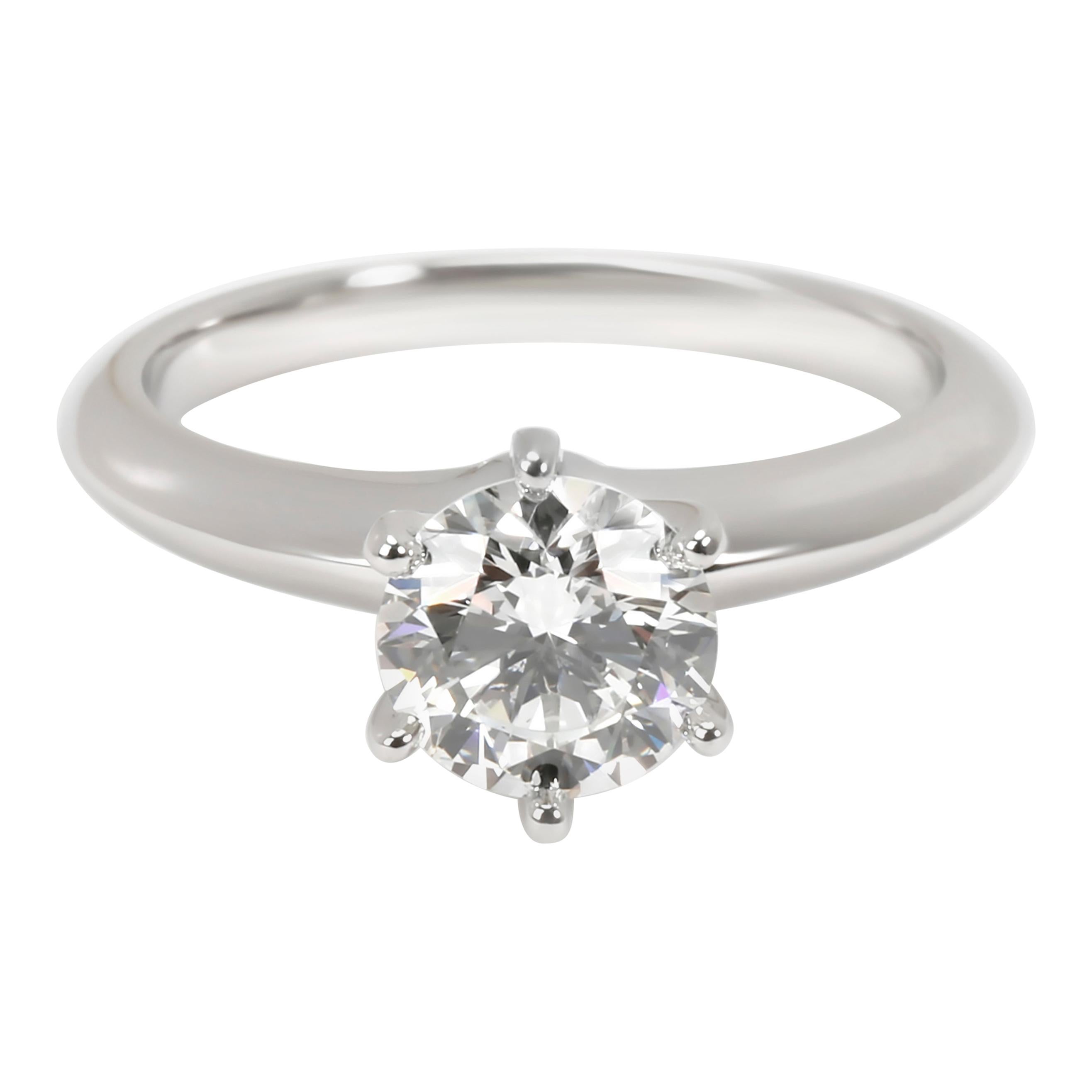 Tiffany & Co. Solitaire Diamond Engagement Ring in Platinum H VS1 1.02 CTW