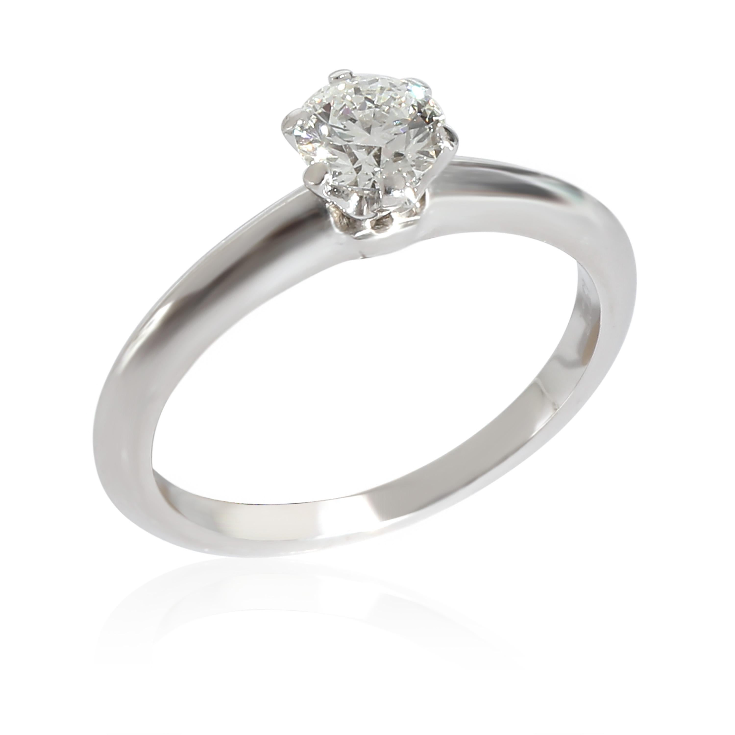 Tiffany & Co. Solitaire Diamond Engagement Ring in Platinum H VS2 0.45 CTW In Excellent Condition In New York, NY