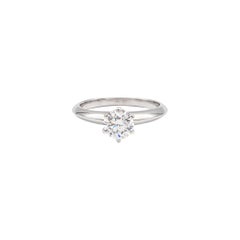Tiffany & Co. Solitaire Diamond Engagement Ring Round Cut 0.82 Ct IVVS2 Plat