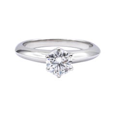Tiffany & Co. Solitaire Diamond Engagement Ring Round Cut .70 Ct FVS2 Platinum