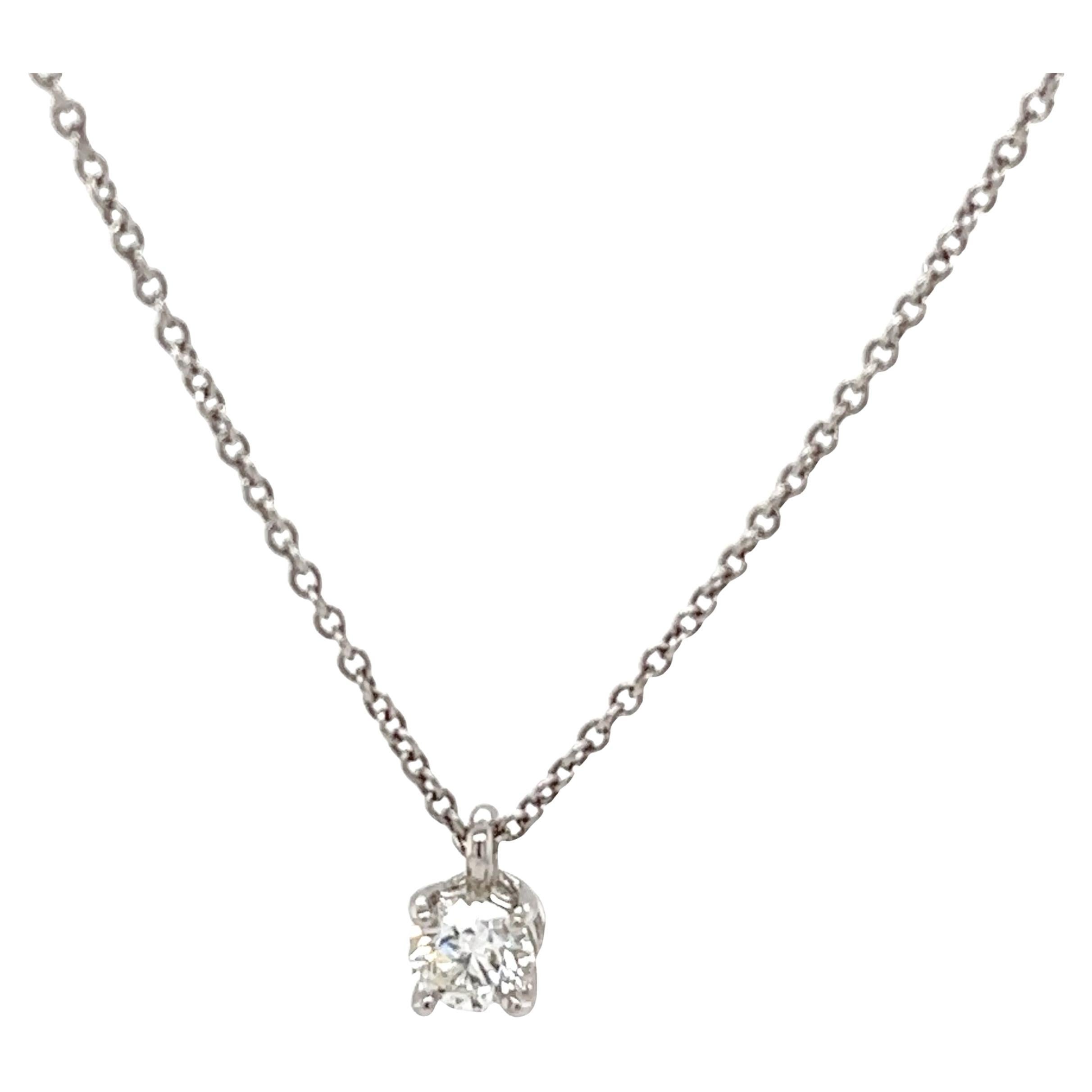 Tiffany & Co. solitaire diamond necklace 0.24ct on 16" Platinum chain