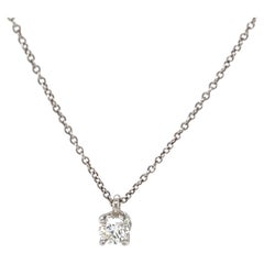 Tiffany & Co. Collier solitaire en diamants 0,24 carat sur chaîne en platine de 16 pouces