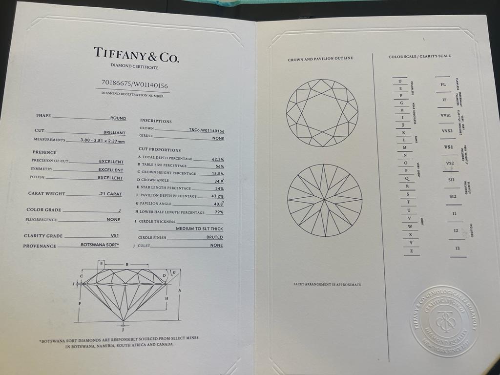 Women's Tiffany & Co Solitaire Diamond Pendant 0.21ct