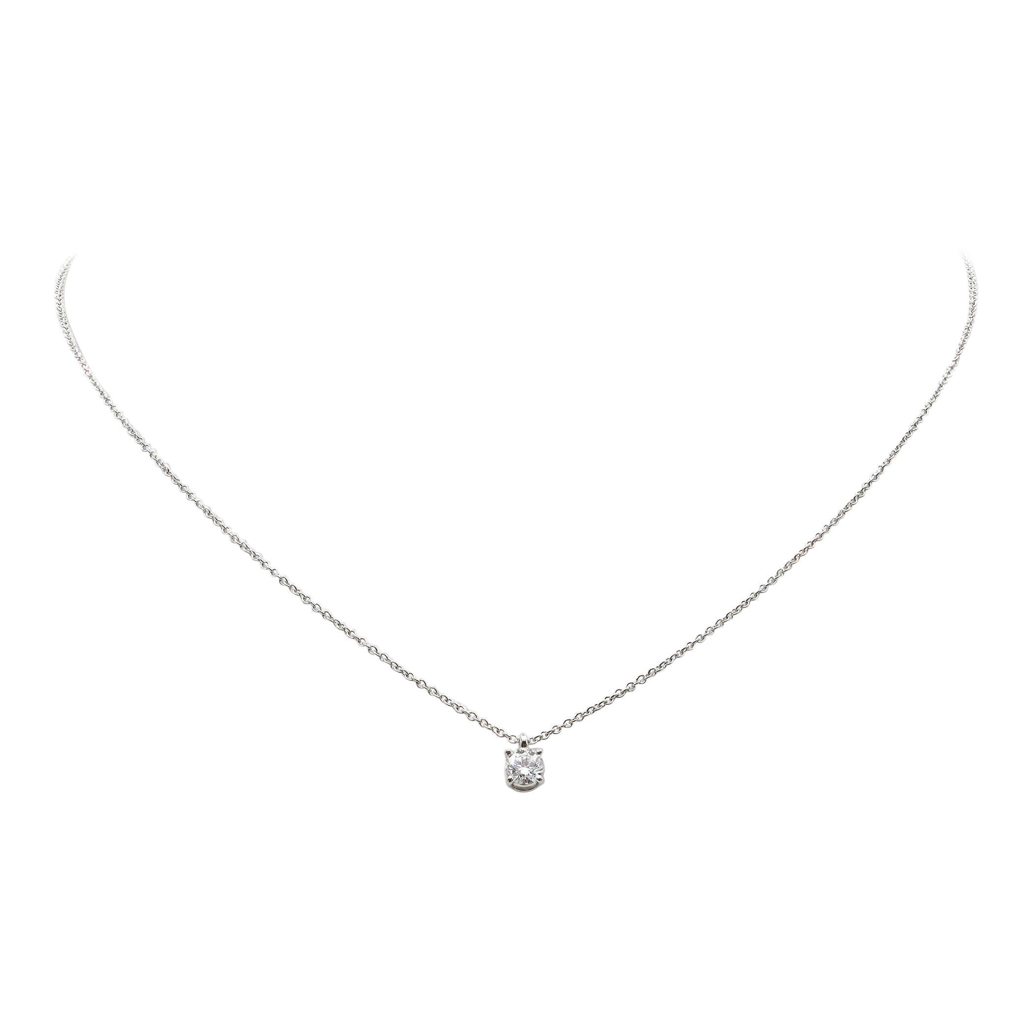 Tiffany & Co. Solitaire Diamond Pendant Necklace