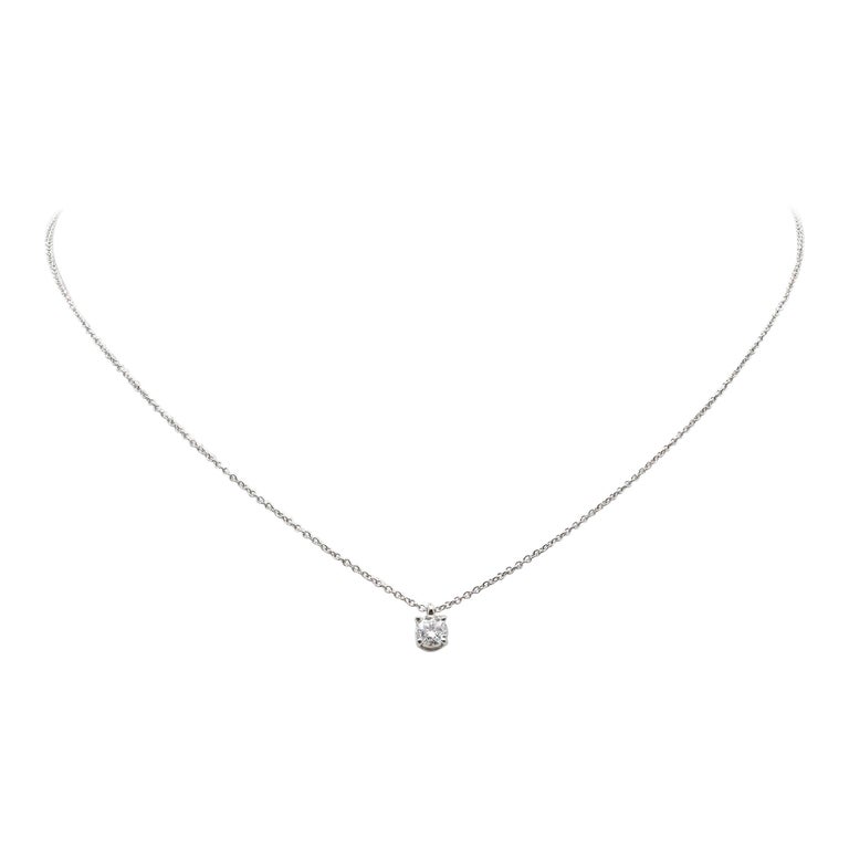 Tiffany and Co. Solitaire Diamond Pendant Necklace at 1stDibs