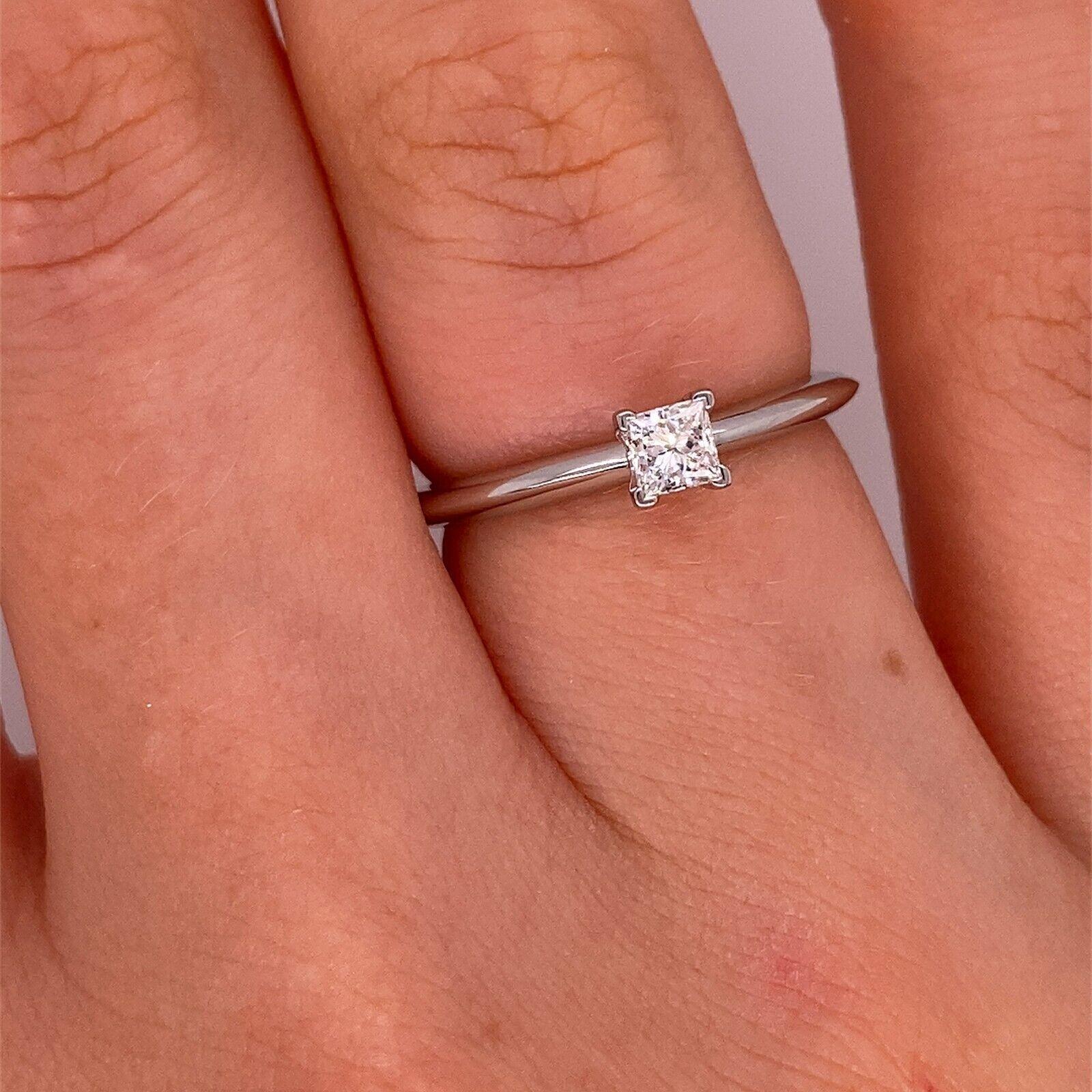 Women's Tiffany & Co Solitaire Diamond Ring Set with 0.21ct F VS Princess Cut Diamond