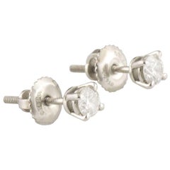 Tiffany & Co. Solitaire Diamond Stud Earrings 0.34 Carat