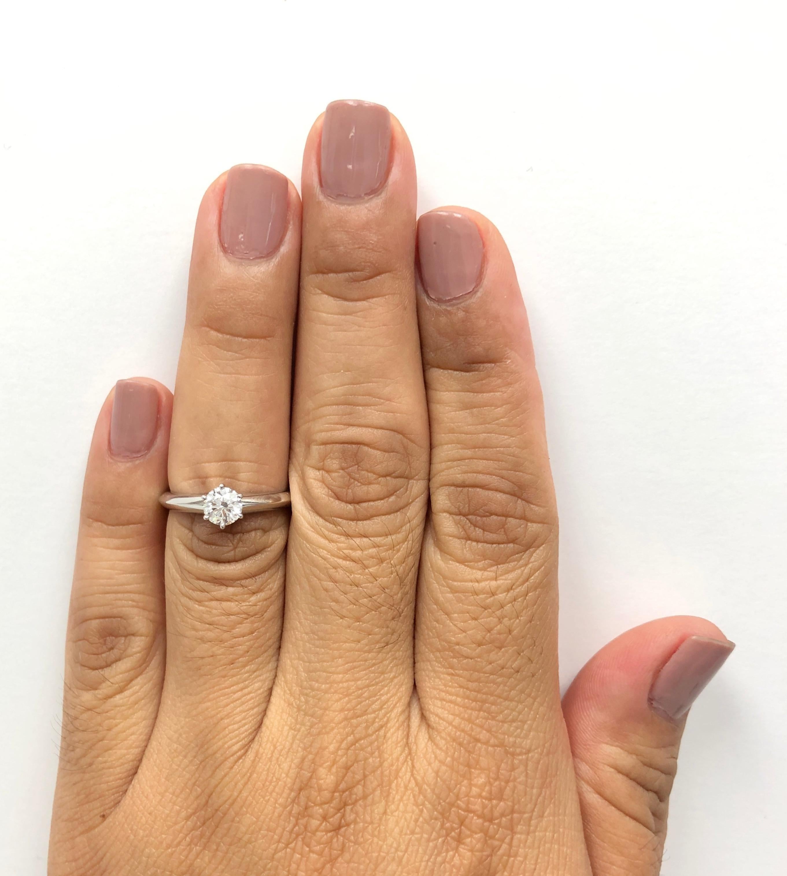 Tiffany & Co. Solitaire Engagement Ring .50 Ct GVVS2 in Platinum Excellent Cut 4