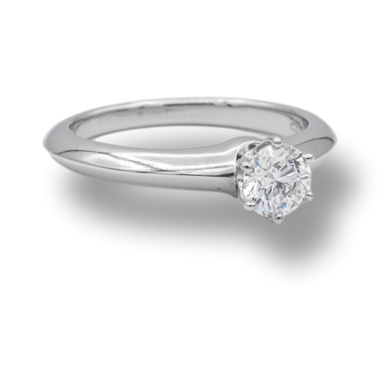 Women's Tiffany & Co. Solitaire Engagement Ring .50 Ct GVVS2 in Platinum Excellent Cut For Sale
