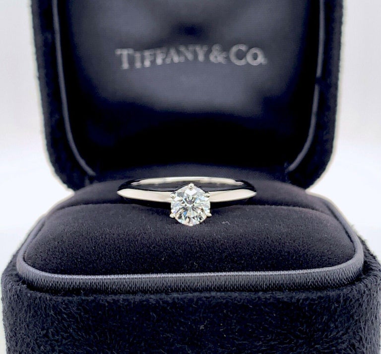Tiffany & Co. Solitaire Engagement Ring .50 Ct GVVS2 in Platinum Excellent Cut For Sale 6