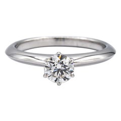 Tiffany & Co. Solitaire Engagement Ring .53 Ct HVVS1 in Platinum Excellent Cut