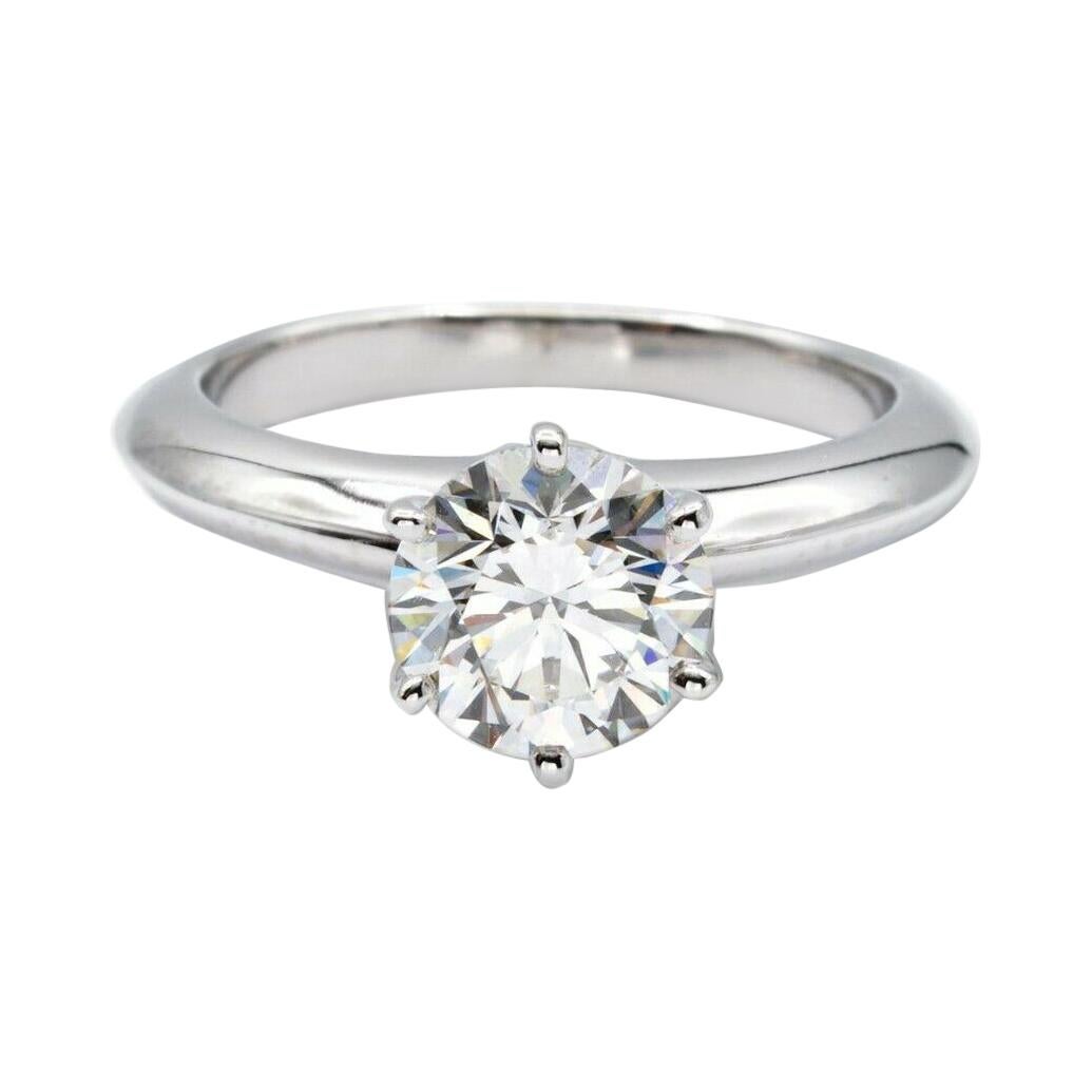 Tiffany & Co. Solitaire Engagement Ring Round 1.36ct Center GVS1 Platinum