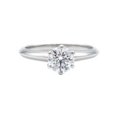 Tiffany & Co.  Platinum Diamond Engagement Ring Round Excellent Cut  1.06 G VVS2