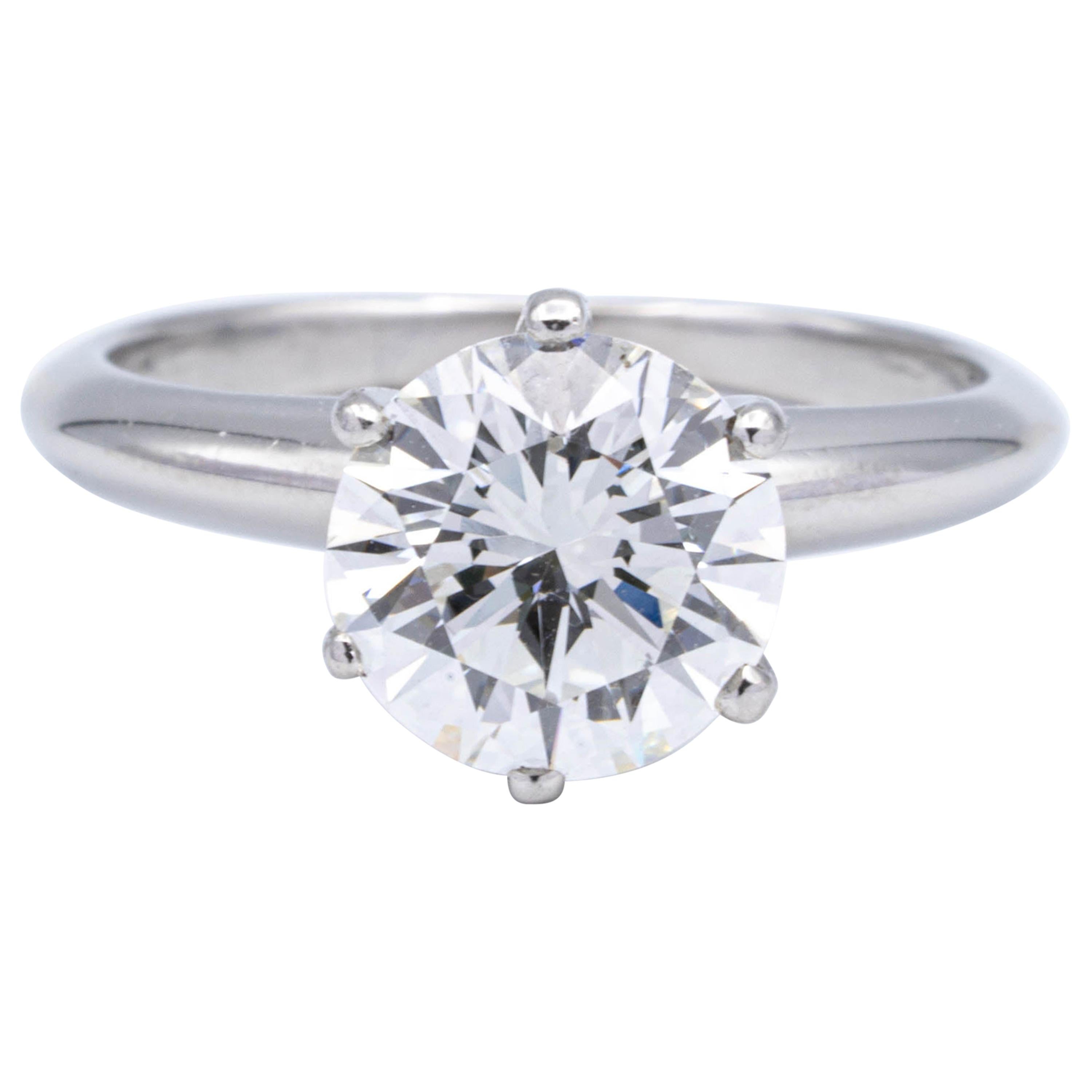 Tiffany & Co. Solitaire Ring with Round 1.64 Carat Center I VS2 in Platinum