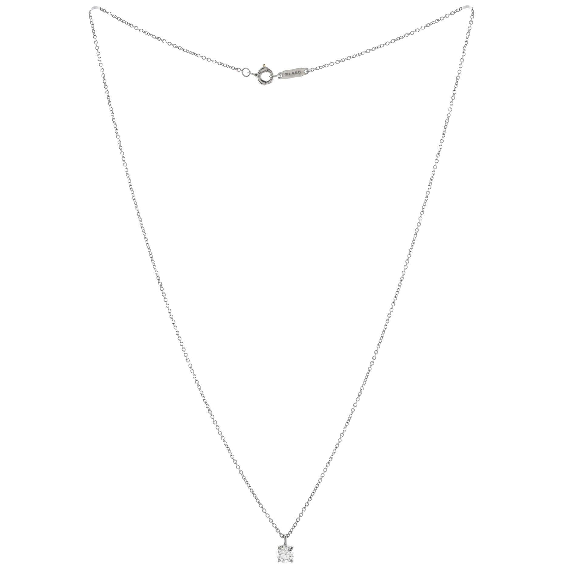 Women's Tiffany & Co. Solitaire Pendant Necklace Platinum with RBC Diamond 0.30-0.39CT