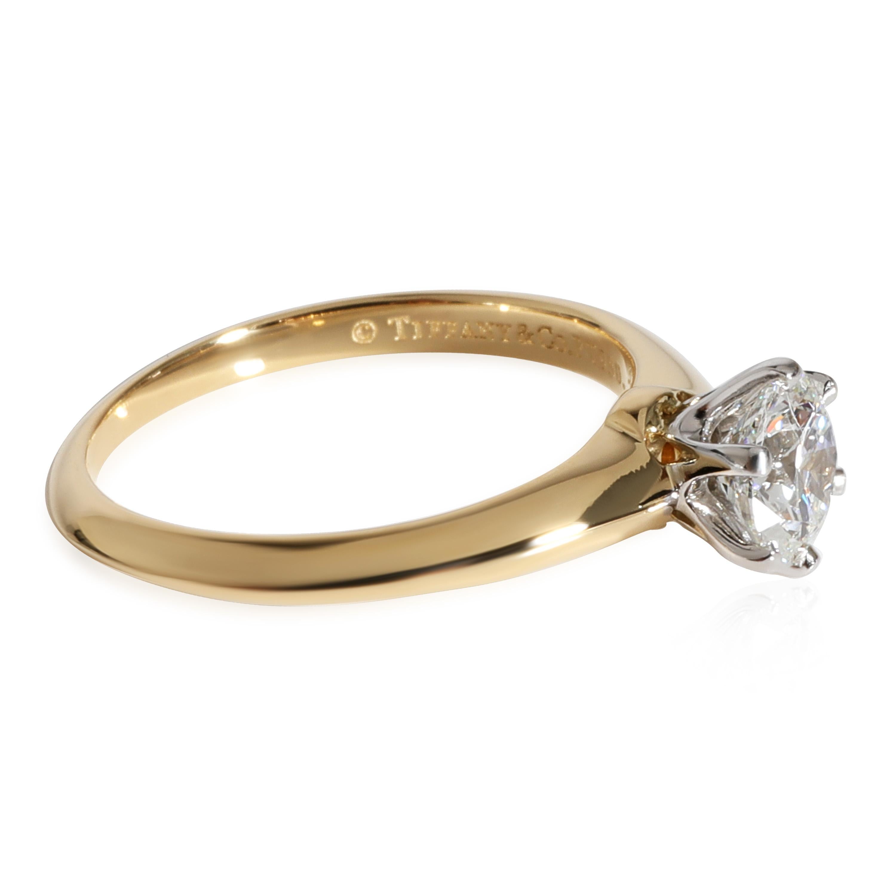 Tiffany & Co. Solitaire Ring in 18k Yellow Gold / Platinum 0.61 Ctw In Excellent Condition In New York, NY