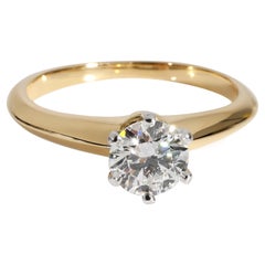 Tiffany & Co. Solitaire Ring in 18k Yellow Gold / Platinum 0.61 Ctw