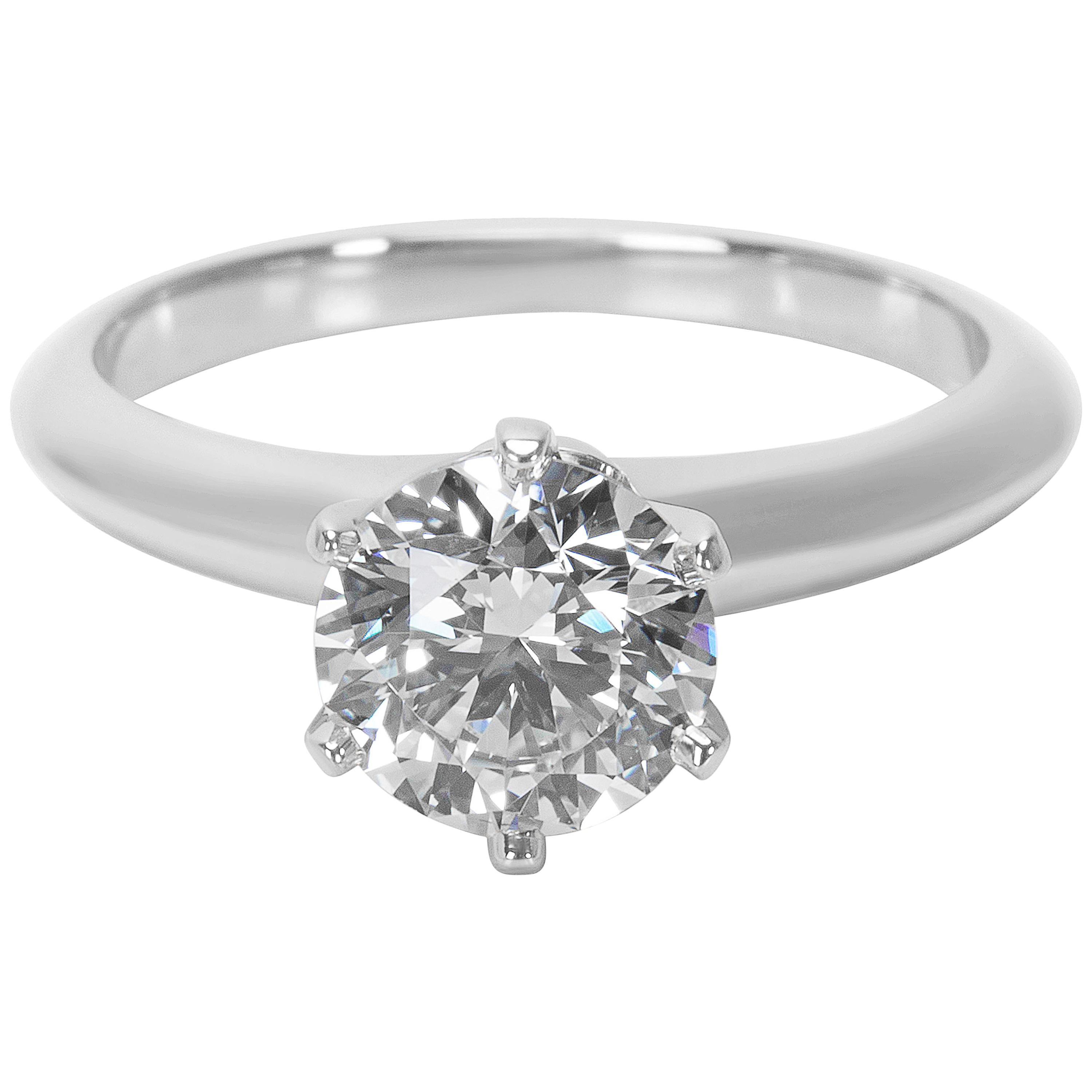 Tiffany & Co. Solitaire Ring in Platinum with Diamonds GIA Certified 1.17 Carat