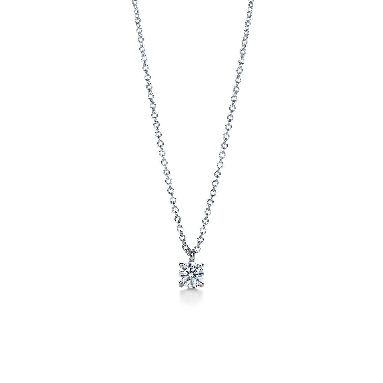 Tiffany & Co. Solitaire Round Diamond Pendant 0.18 Cts G VVS in Platinum For Sale 3