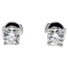 Tiffany & Co. Solitare 2.04 Ct Diamonds Platinum Stud Earrings