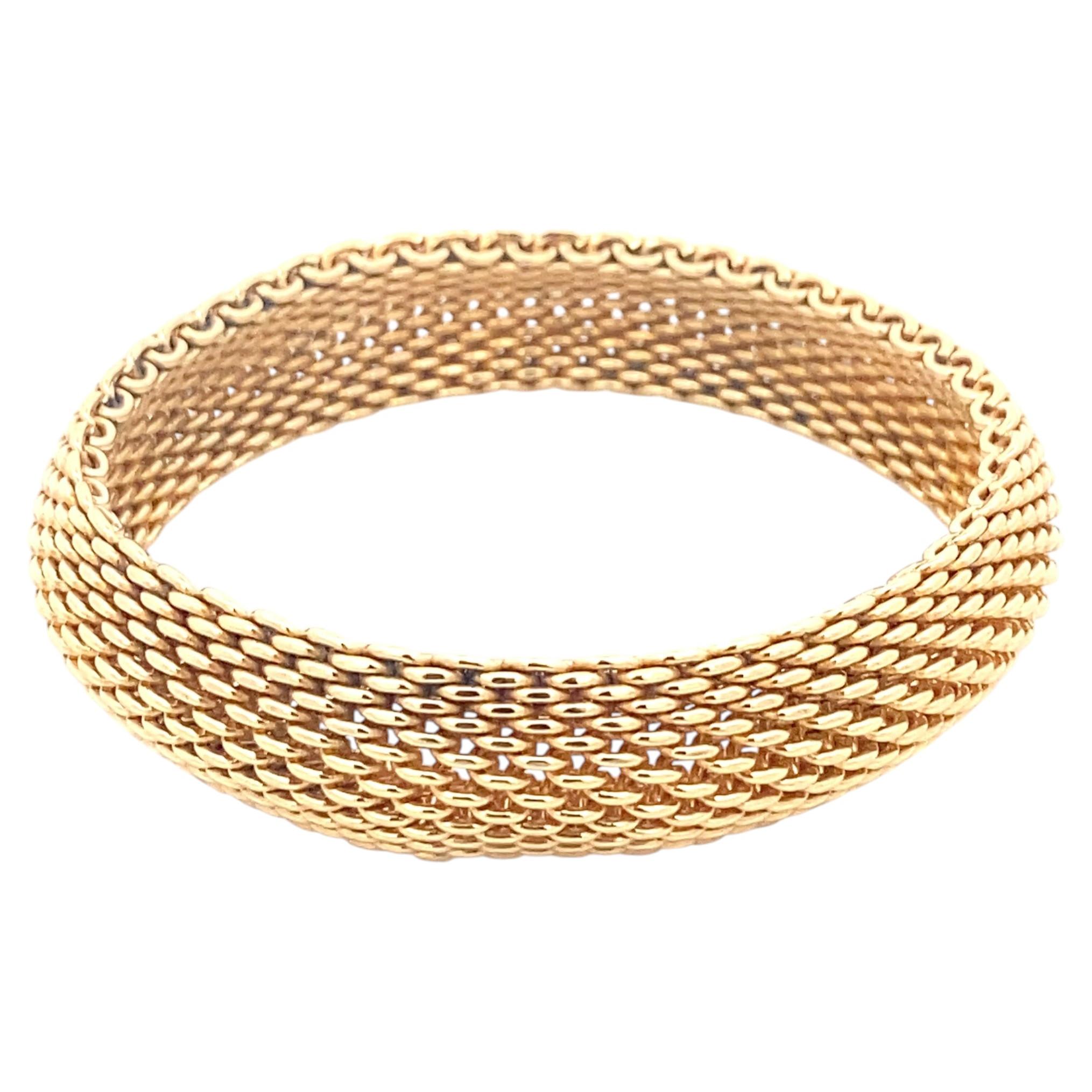 Tiffany & Co. Someret 18K Yellow Gold Wide Mesh Bracelet- 90.7 g