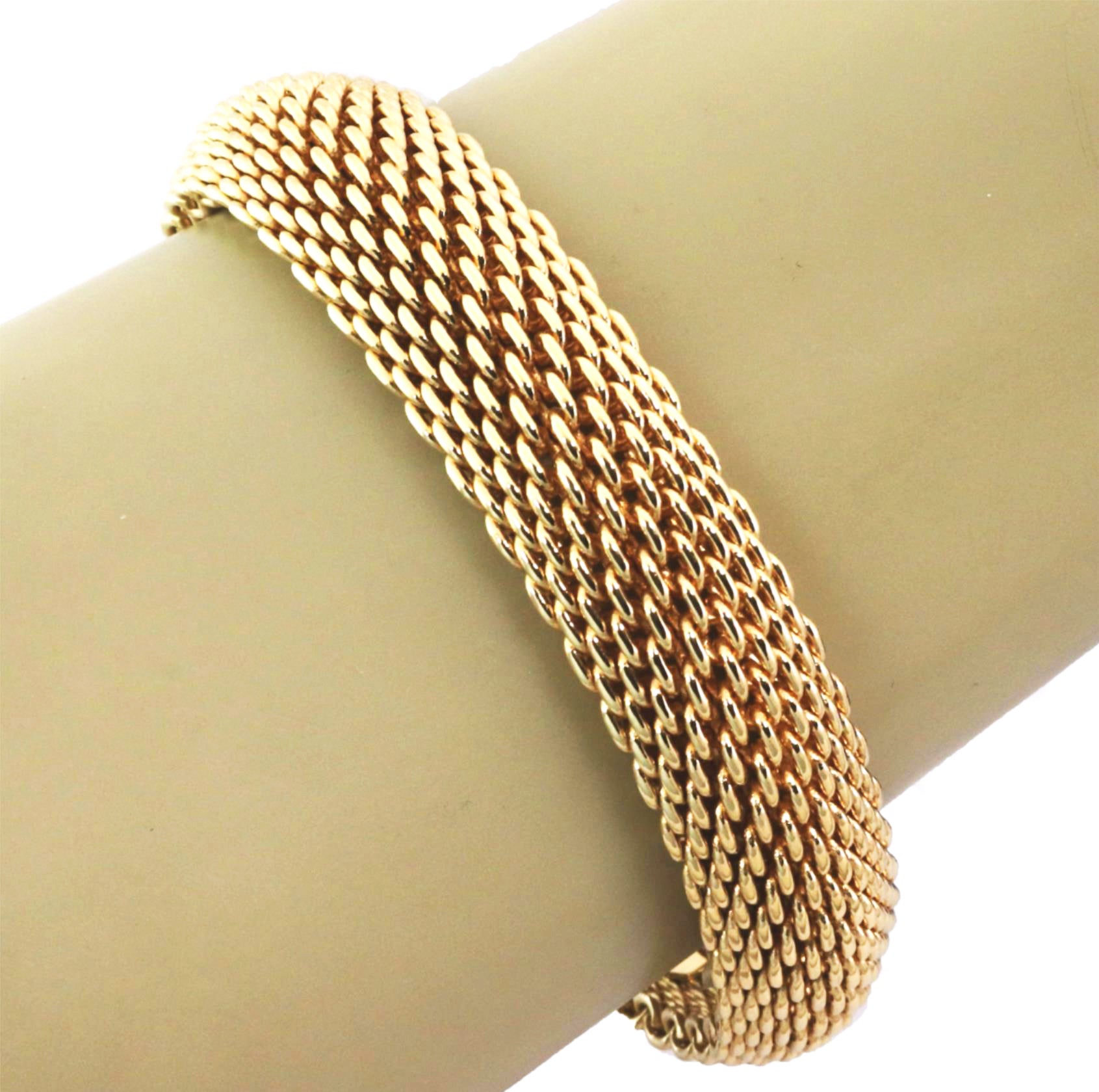 Tiffany & Co. Somerset Bracelet extensible en maille d'or jaune 18 carats en vente