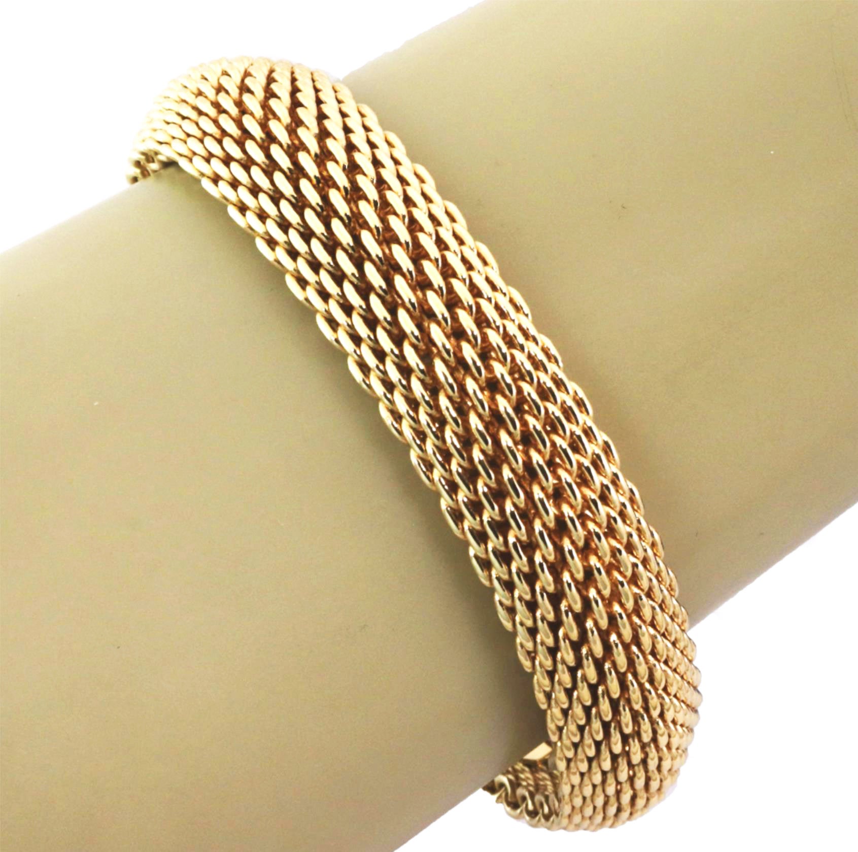 Tiffany & Co. Somerset Bracelet extensible en maille d'or jaune 18 carats