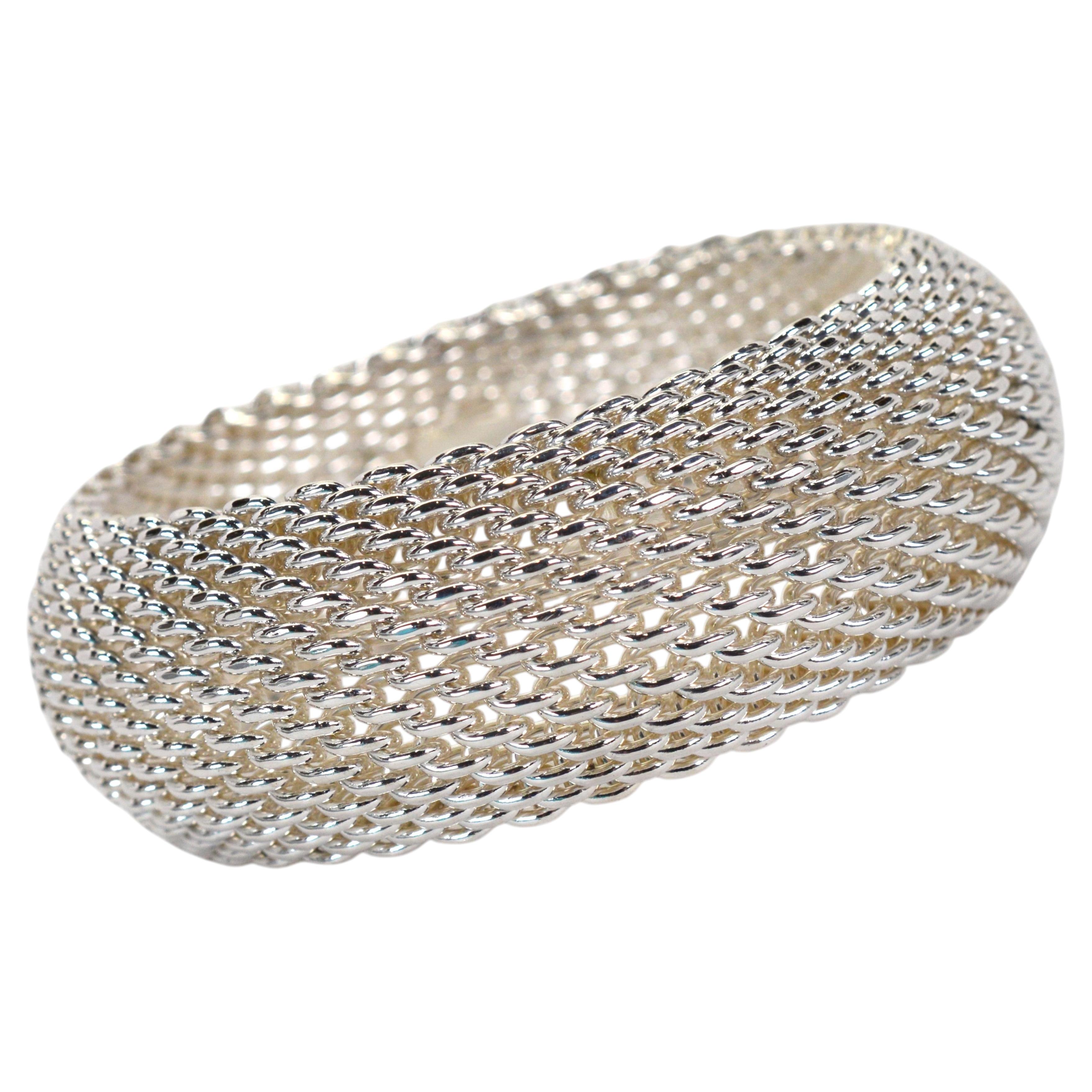 Tiffany & Co. Somerset Collection Extra Wide Sterling Silver Bangle Bracelet