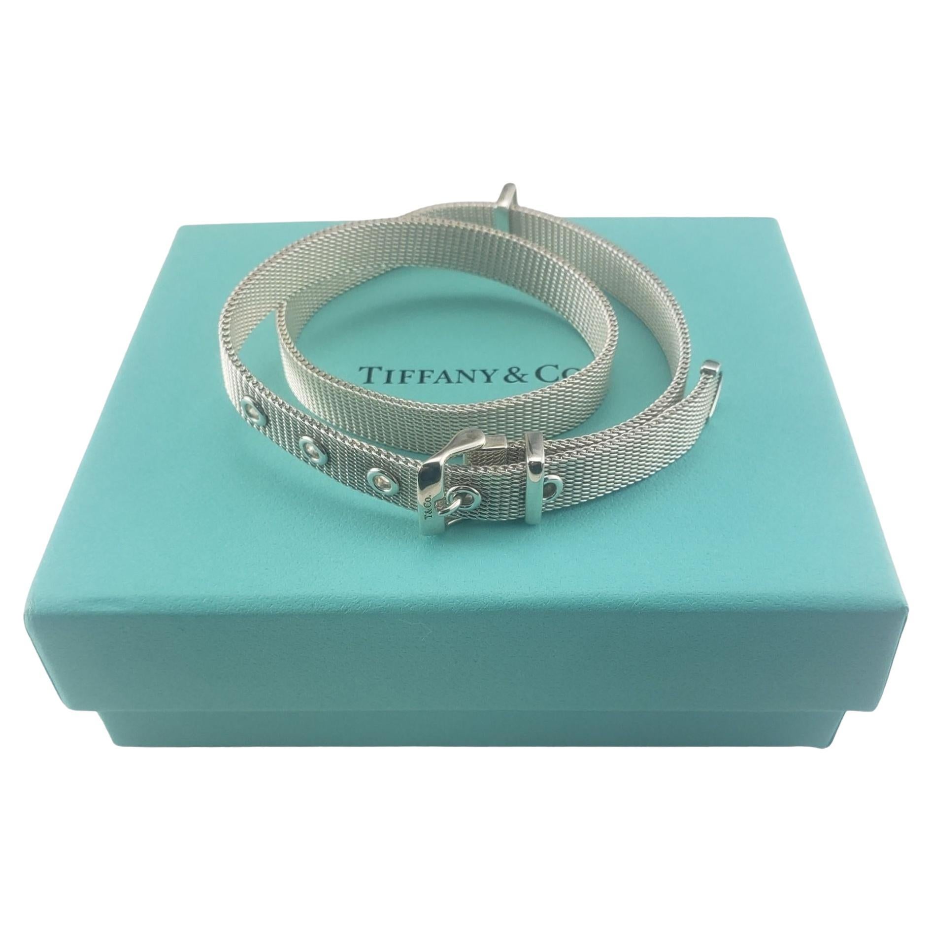 Tiffany & Co. Somerset Double Wrap Sterling Silver Bracelet #16795 For Sale