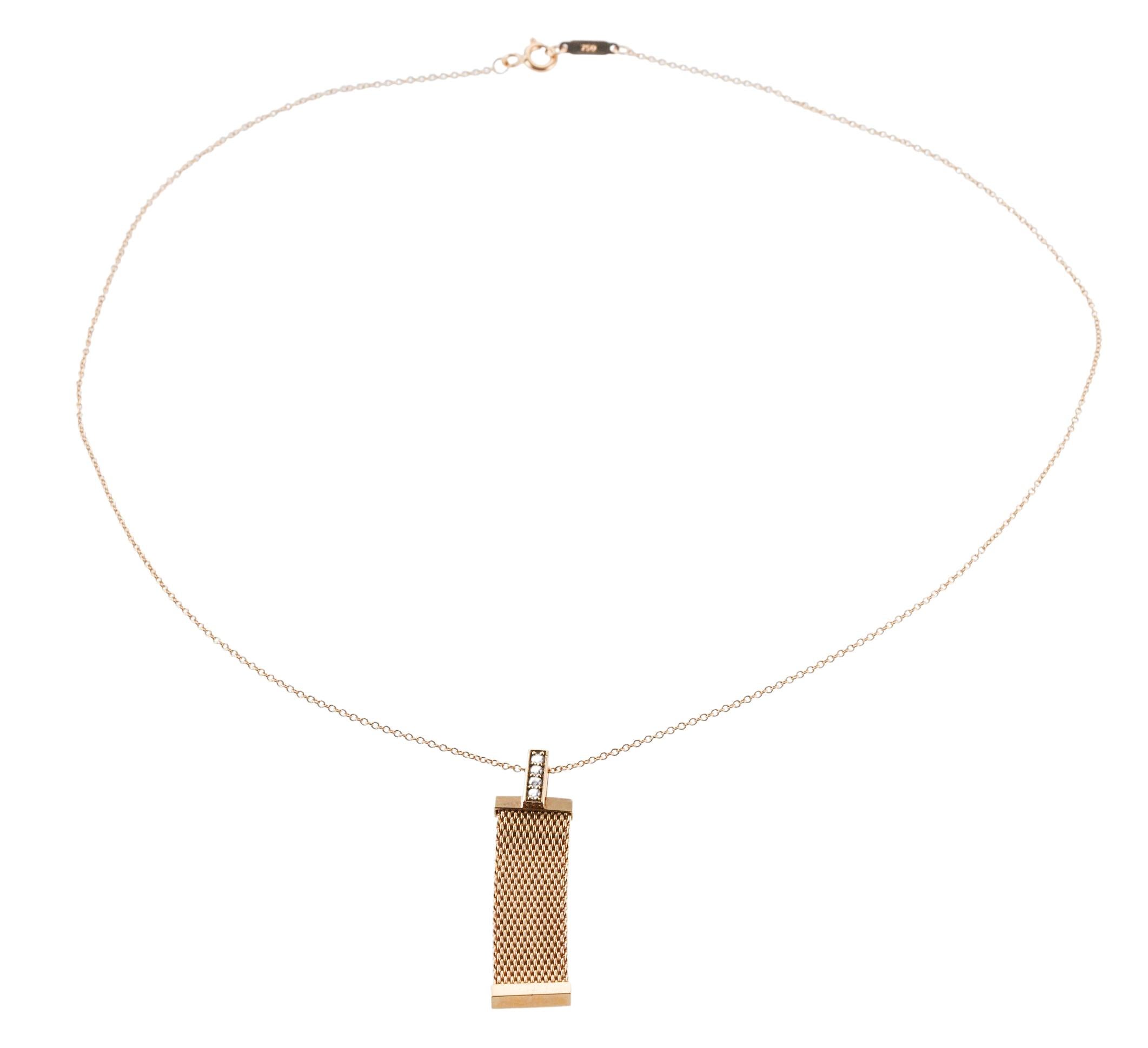 Collier à chaîne en or 18k avec pendentif de la collection Somerset, réalisé par Tiffany & Co, orné de diamants G/VS de 0,04ctw. Le collier mesure 16