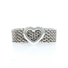 Tiffany & Co. Somerset Heart Mesh Band - Sterling Silver 925 Love Statement Ring