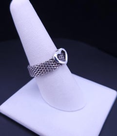 Tiffany & Co. Somerset Heart Mesh Band - Sterling Silver 925 Love Statement Ring
