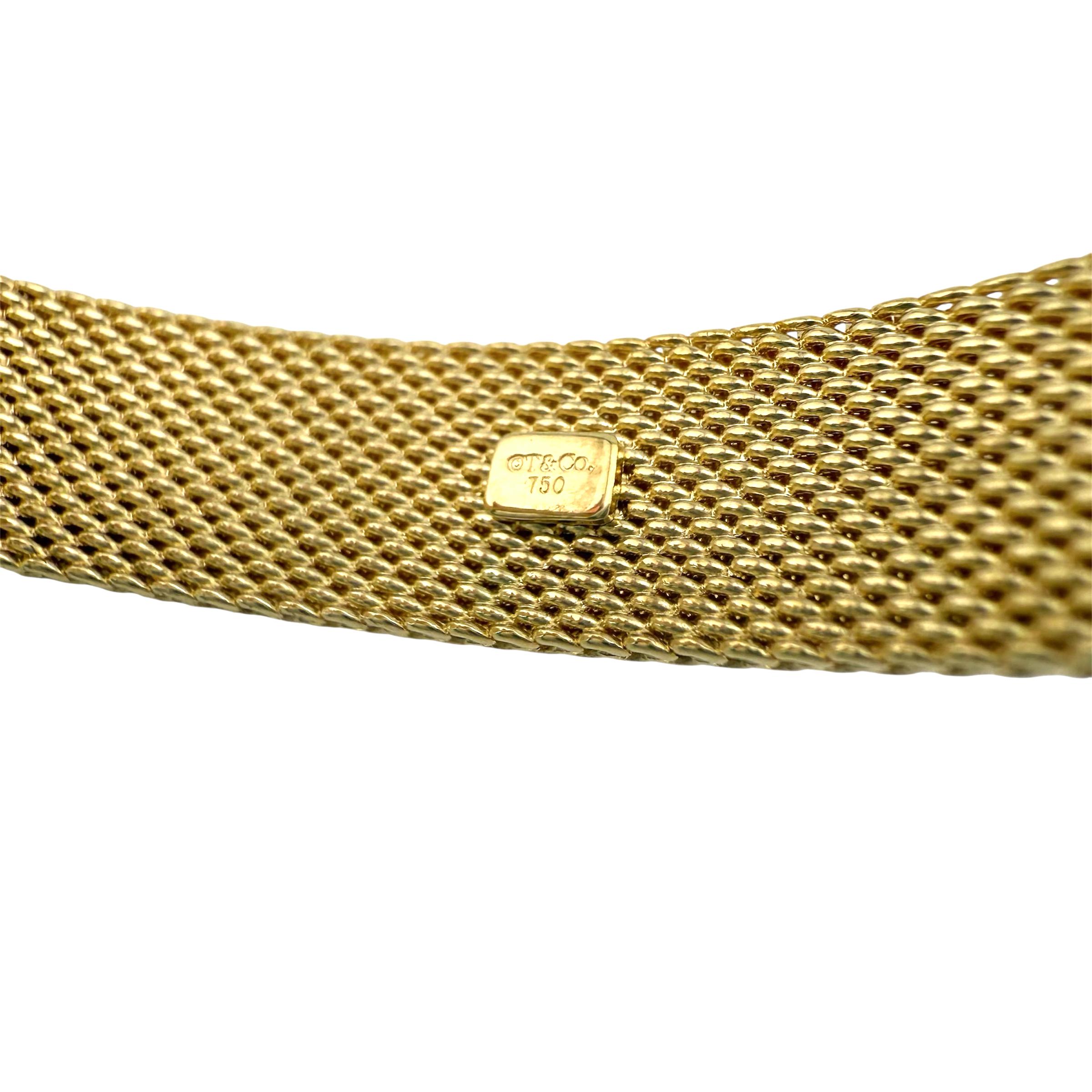 Brazalete Tiffany & Co Somerset Mesh Oro Amarillo 18k en Bueno estado para la venta en San Diego, CA