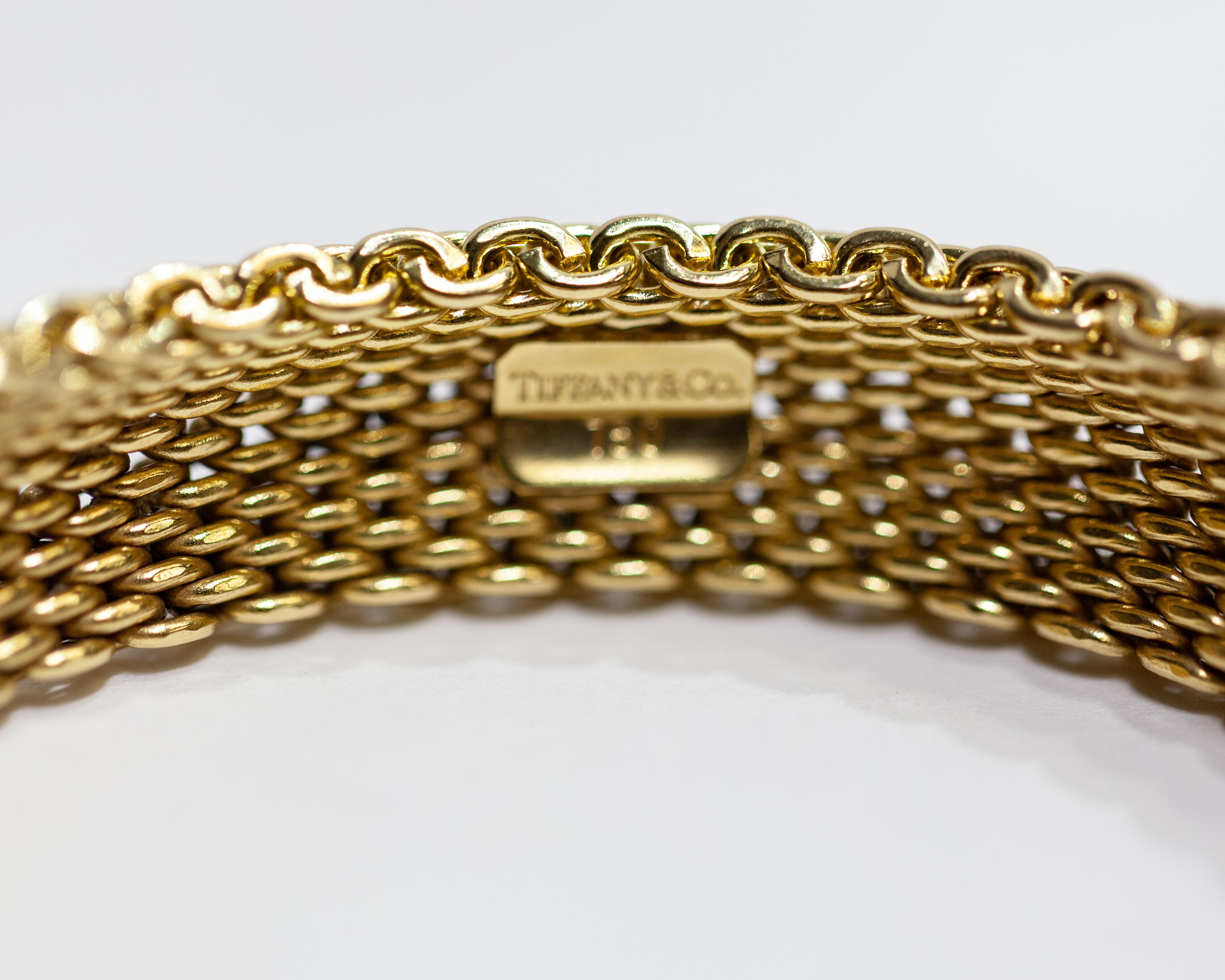 Tiffany & Co. Somerset Mesh Bangle Bracelet 18 Karat Yellow Gold 1