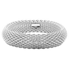 Tiffany & Co. Somerset Mesh Cuff Bangle Bracelet Sterling Silver 7.25 Inch