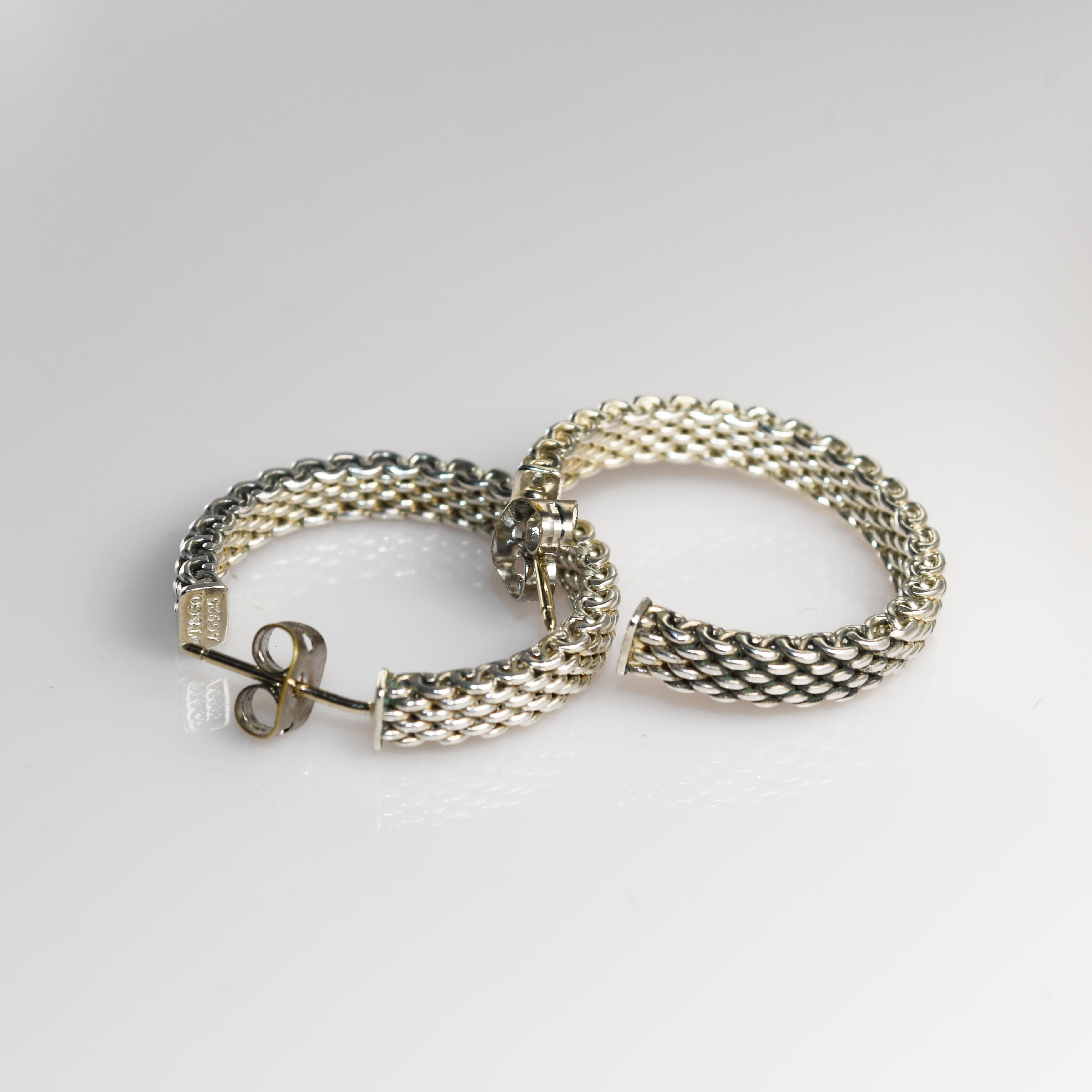 Tiffany & Co. Somerset Mesh Hoop Earrings 6.3g 1