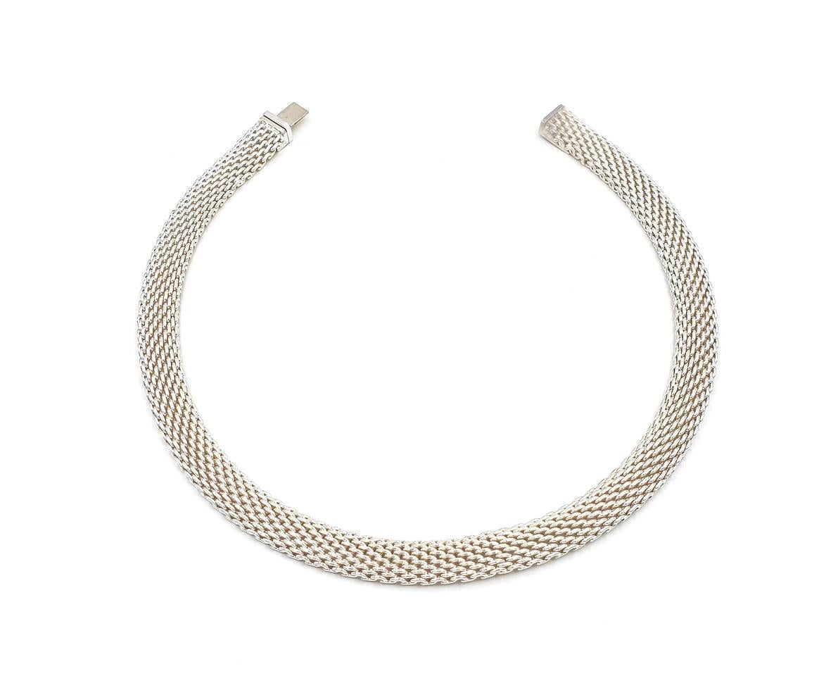 Tiffany & Co. Collana Somerset Mesh in argento 925 da 17 pollici In condizioni ottime in vendita a Dearborn, MI
