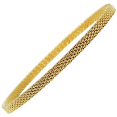 Tiffany & Co. Somerset Mesh Rigid Bangle Bracelet 18 Karat Yellow Gold Narrow