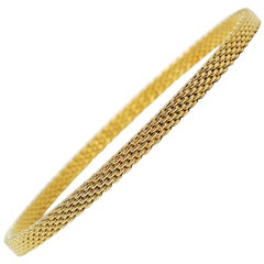 Tiffany & Co. Somerset Mesh Rigid Bangle Bracelet or jaune 18 carats étroit