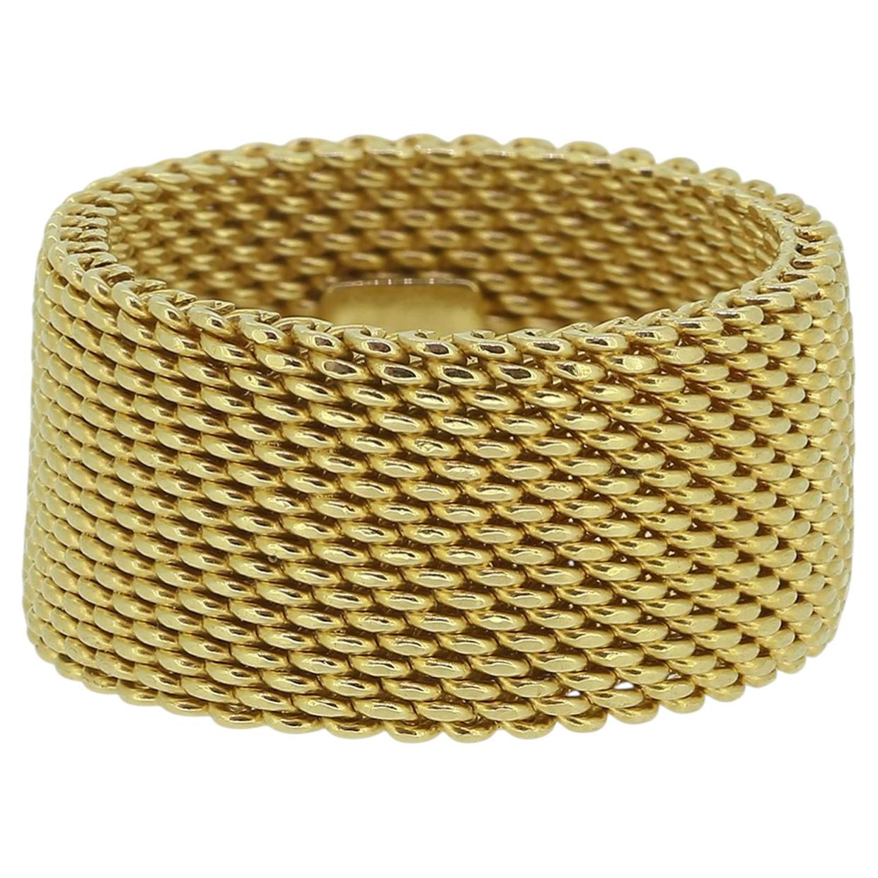 Tiffany & Co. 18 Karat Gelbgold Somerset Mesh Band Ring, 2007 im Angebot