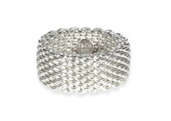 Tiffany & Co. Somerset Mesh Sterling Silver Cocktail Ring Anniversary Band Sz 6.