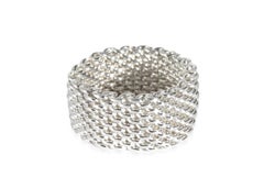 Tiffany & Co Somerset Mesh Sterling Silver Cocktail Ring Anniversary Band Sz 6.5