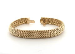 Tiffany & Co. Somerset Mesh Woven Bracelet 18K Yellow Gold 34g 10mm Wide Box